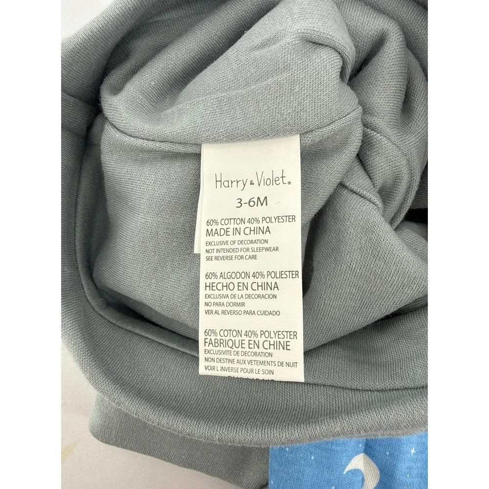 Harry & Violet Baby Boy 3PC Space Rocket Bodysuit Pants Bib Set Blue 3-6M